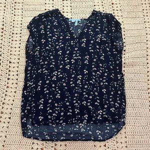 Draper James Navy Floral Short Sleeve Top
